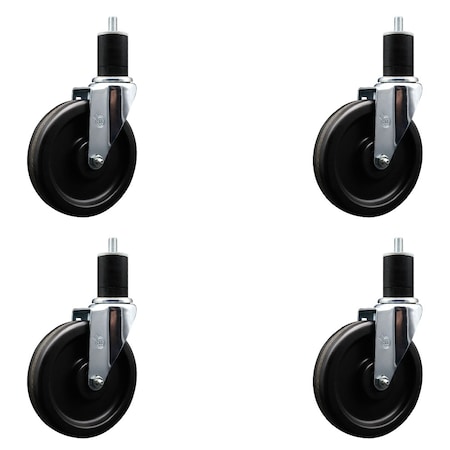 Service Caster 6'' Phenolic Wheel Swivel 1-3/4'' Expanding Stem Caster Set, 4PK SCC-EX20S615-PHS-134-4